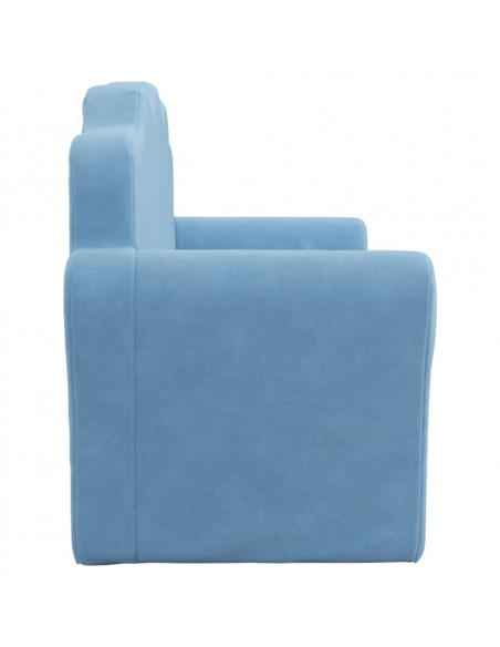 Divano per Bambini a 2 Posti Blu in Morbido Peluche