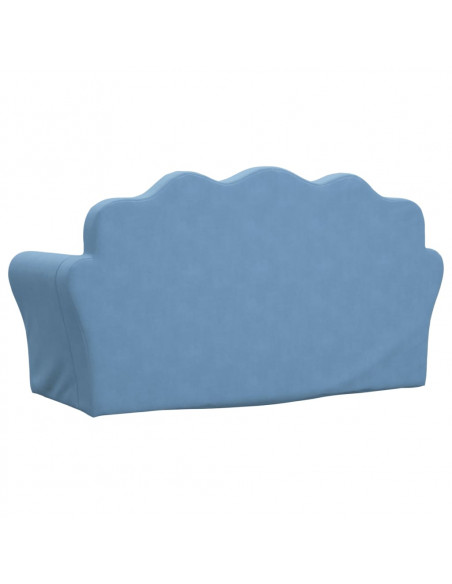 Divano per Bambini a 2 Posti Blu in Morbido Peluche