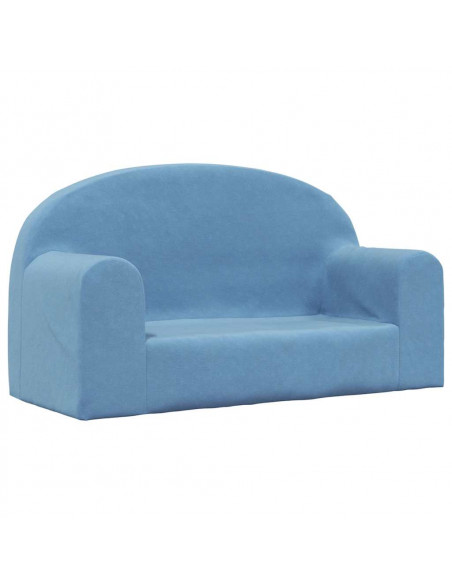 Divano per Bambini a 2 Posti Blu in Morbido Peluche