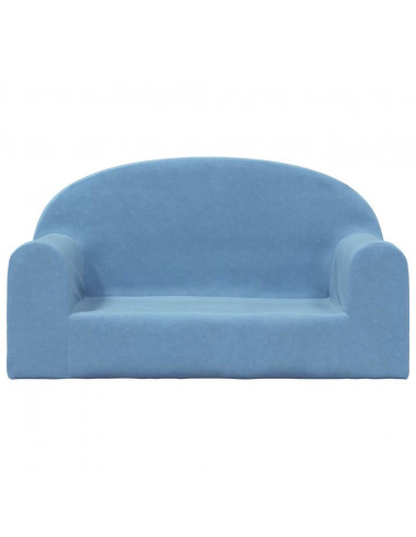Divano per Bambini a 2 Posti Blu in Morbido Peluche