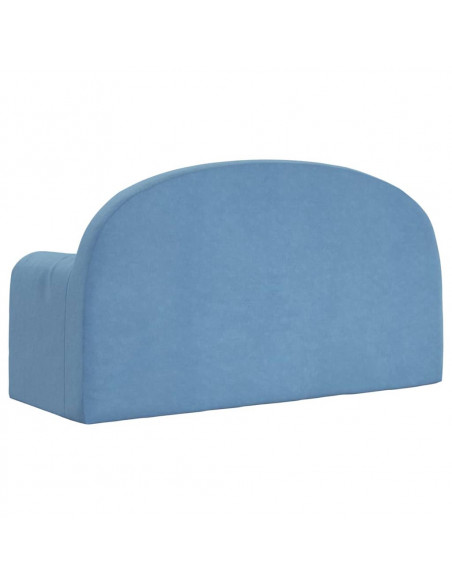 Divano per Bambini a 2 Posti Blu in Morbido Peluche