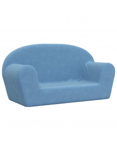 Divano per Bambini a 2 Posti Blu in Morbido Peluche