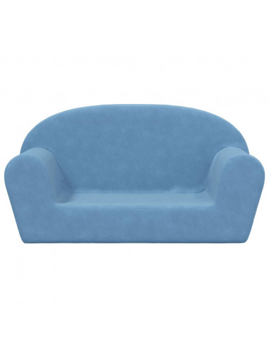 Divano per Bambini a 2 Posti Blu in Morbido Peluche