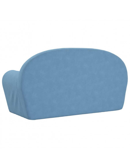 Divano per Bambini a 2 Posti Blu in Morbido Peluche