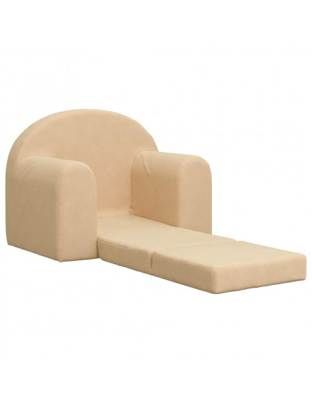 Divano Letto per Bambini Crema in Morbido Peluche