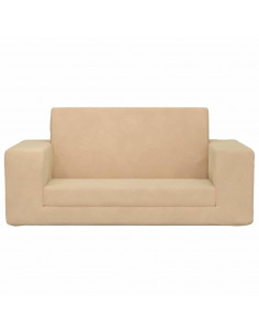 Divano Letto per Bambini a 2 Posti Crema in Morbido Peluche 2