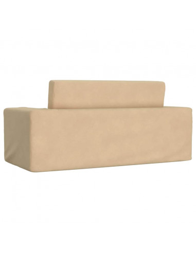 Divano Letto per Bambini a 2 Posti Crema in Morbido Peluche