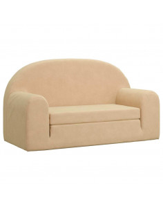 Divano Letto per Bambini a 2 Posti Crema in Morbido Peluche