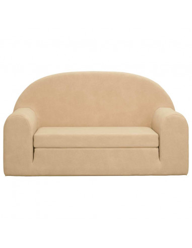 Divano Letto per Bambini a 2 Posti Crema in Morbido Peluche