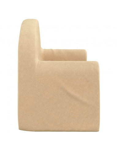 Divano Letto per Bambini a 2 Posti Crema in Morbido Peluche