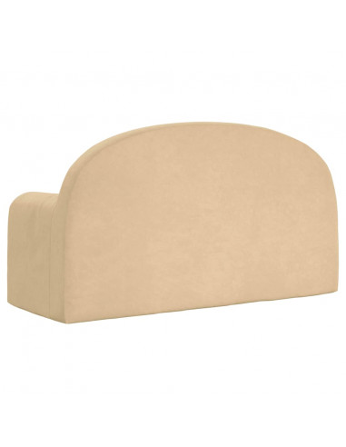 Divano Letto per Bambini a 2 Posti Crema in Morbido Peluche