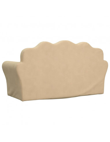 Divano Letto per Bambini a 2 Posti Crema in Morbido Peluche