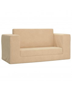 Divano Letto per Bambini a 2 Posti Crema in Morbido Peluche