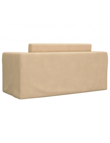 Divano Letto per Bambini a 2 Posti Crema in Morbido Peluche