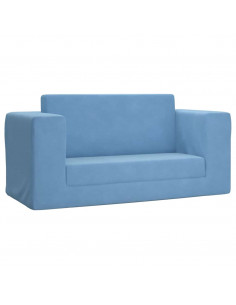 Divano Letto per Bambini a 2 Posti Blu in Morbido Peluche