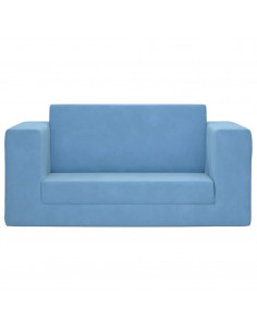 Divano Letto per Bambini a 2 Posti Blu in Morbido Peluche 2