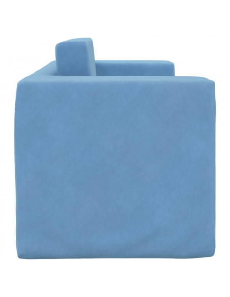 Divano Letto per Bambini a 2 Posti Blu in Morbido Peluche
