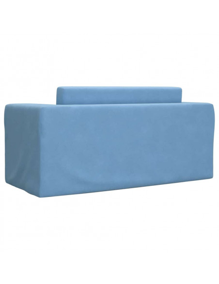 Divano Letto per Bambini a 2 Posti Blu in Morbido Peluche