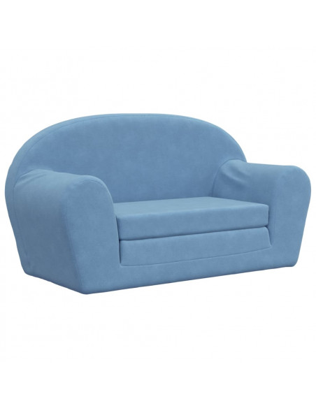 Divano Letto per Bambini a 2 Posti Blu in Morbido Peluche