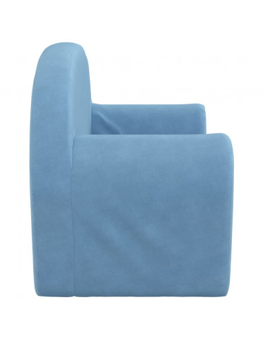Divano Letto per Bambini a 2 Posti Blu in Morbido Peluche