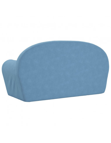 Divano Letto per Bambini a 2 Posti Blu in Morbido Peluche