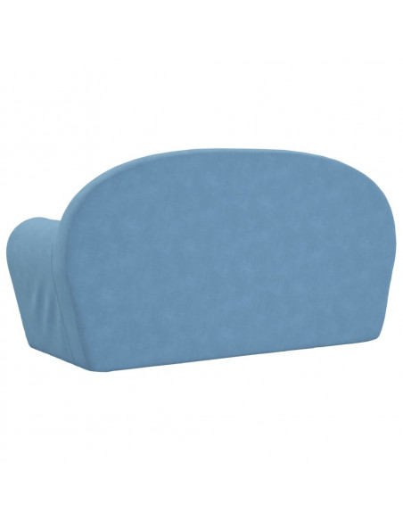 Divano Letto per Bambini a 2 Posti Blu in Morbido Peluche