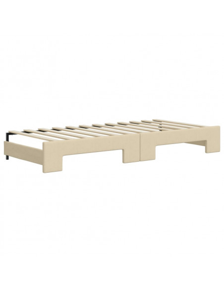 Divano Letto Estraibile con Cassetti Crema 90x200 cm in Tessuto