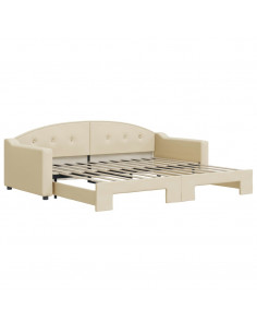Divano Letto con Letto Estraibile Crema 90x200 cm in Tessuto