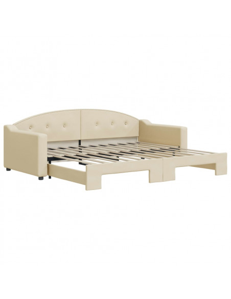 Divano Letto con Letto Estraibile Crema 90x200 cm in Tessuto