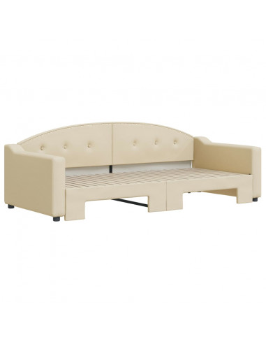 Divano Letto con Letto Estraibile Crema 90x200 cm in Tessuto