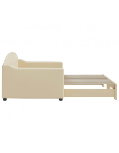Divano Letto con Letto Estraibile Crema 90x200 cm in Tessuto