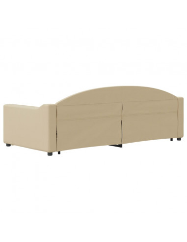 Divano Letto con Letto Estraibile Crema 90x200 cm in Tessuto