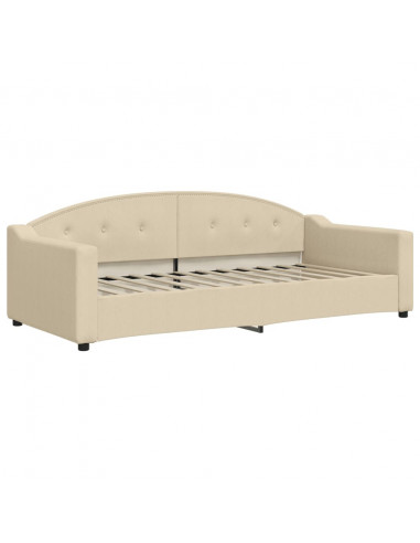 Divano Letto con Letto Estraibile Crema 90x200 cm in Tessuto