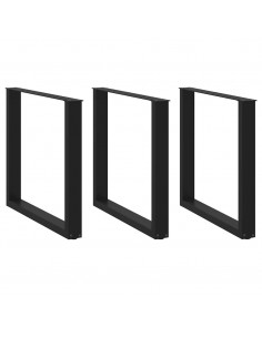 Gambe Tavolino da Caffè a U 3 pz Nero 90x(72-73) cm in Acciaio