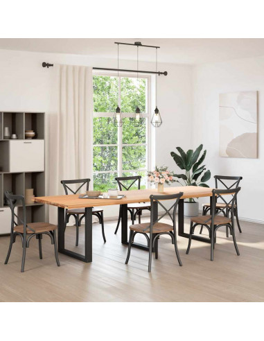 Gambe Tavolino da Caffè a U 3 pz Nero 90x(72-73) cm in Acciaio