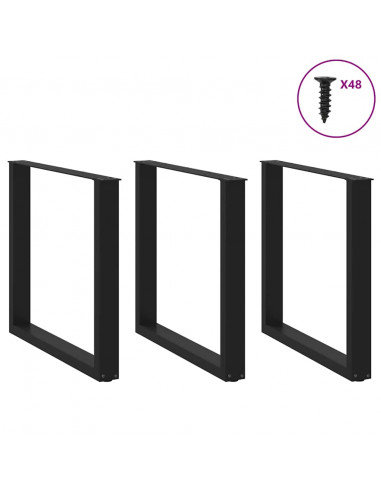 Gambe Tavolino da Caffè a U 3 pz Nero 90x(72-73) cm in Acciaio