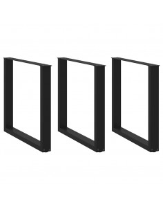 Gambe Tavolino da Caffè a U 3 pz Nero 80x(72-73) cm in Acciaio