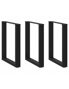 Gambe Tavolino da Caffè a U 3 pz Nero 70x(72-73) cm in Acciaio