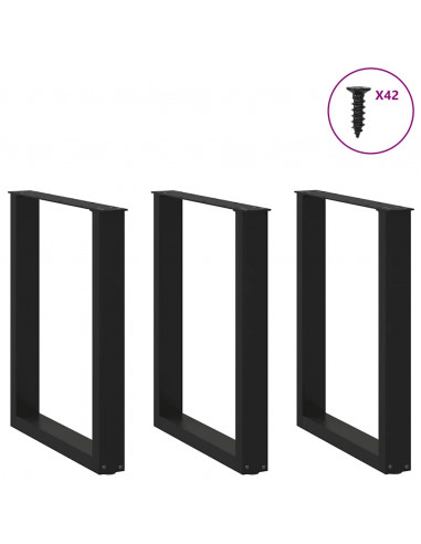 Gambe Tavolino da Caffè a U 3 pz Nero 70x(72-73) cm in Acciaio