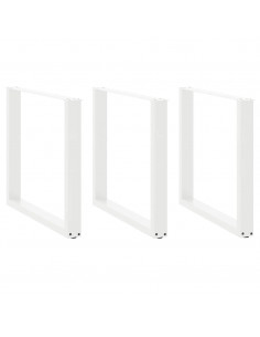 Gambe Tavolino da Caffè a U 3 pz Bianco 90x(72-73) cm Acciaio