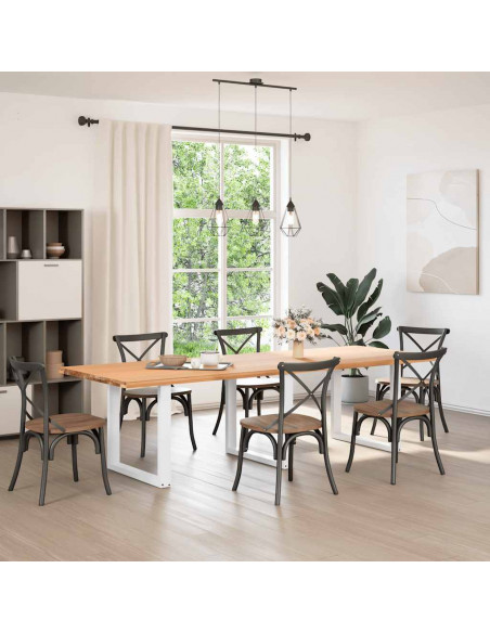 Gambe Tavolino da Caffè a U 3 pz Bianco 90x(72-73) cm Acciaio