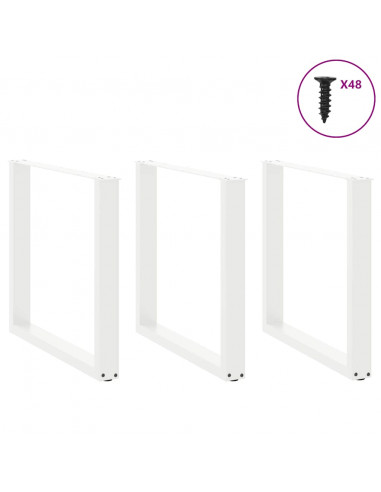 Gambe Tavolino da Caffè a U 3 pz Bianco 90x(72-73) cm Acciaio