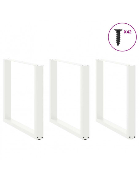 Gambe Tavolino da Caffè a U 3 pz Bianco 80x(72-73) cm Acciaio
