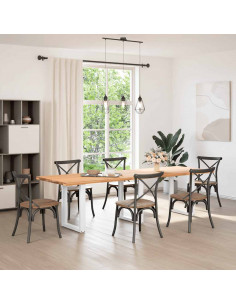 Gambe per tavolo da pranzo a forma di U 3 pz bianche 70x(72-73) cm in acciaio 2