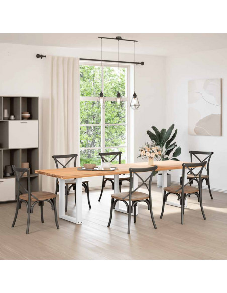 Gambe Tavolino da Caffè a U 3 pz Bianco 70x(72-73) cm Acciaio