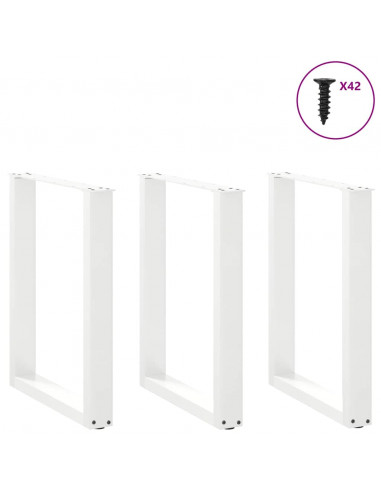 Gambe per tavolo da pranzo a forma di U 3 pz bianche 70x(72-73) cm in acciaio