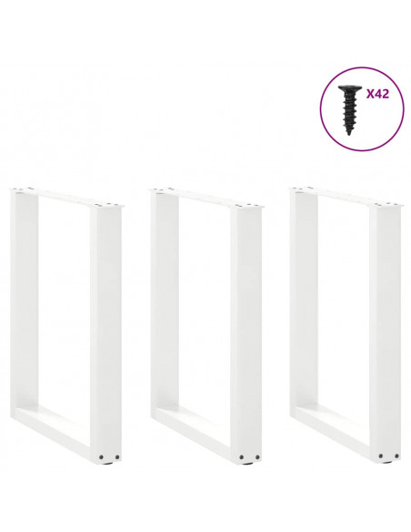 Gambe Tavolino da Caffè a U 3 pz Bianco 70x(72-73) cm Acciaio