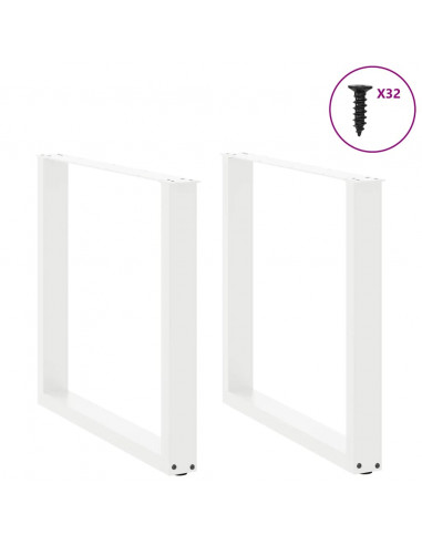 Gambe per tavolo da pranzo a forma di U 2 pz bianche 90x(72-73) cm in acciaio