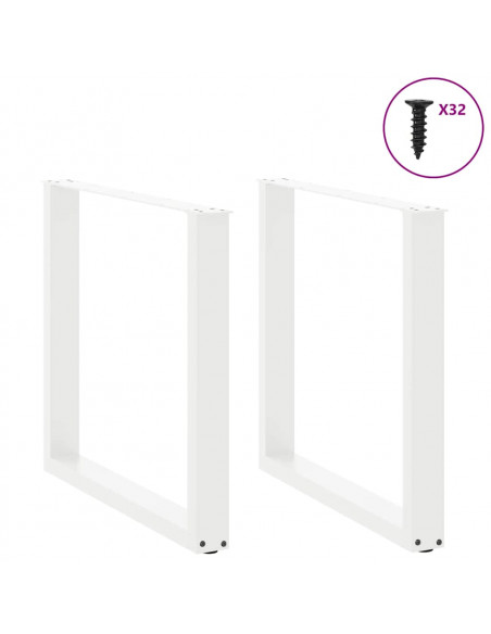 Gambe per tavolo da pranzo a forma di U 2 pz bianche 90x(72-73) cm in acciaio