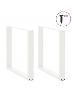 Gambe per tavolo da pranzo a forma di U 2 pz bianche 80x(72-73) cm in acciaio 2